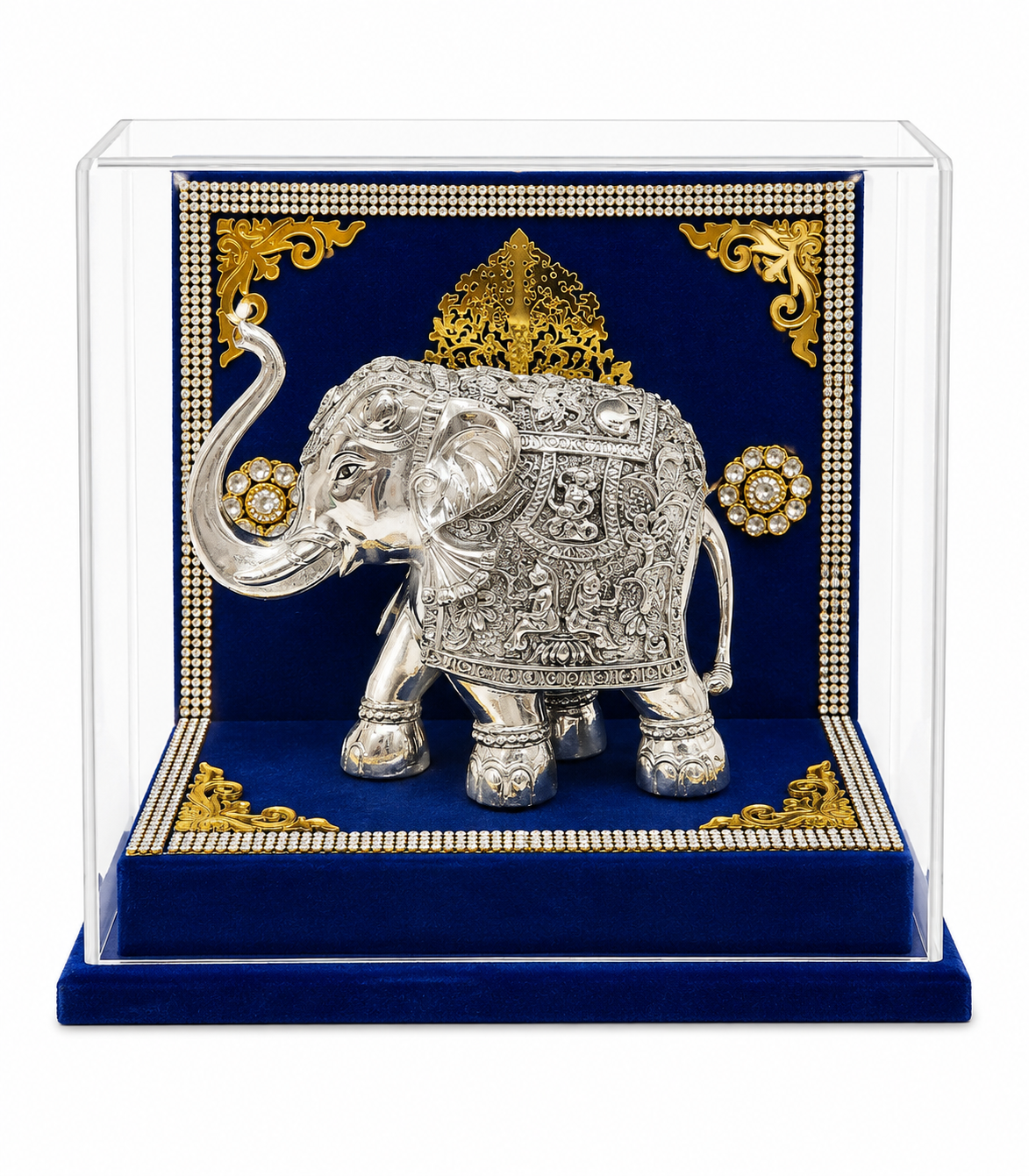ChatGPT Image Jun 17, 2026, 02_31_18 PM Premium Silver Elephant Showpiece with Acrylic Display Case – Decorative Gift Article - Image 1