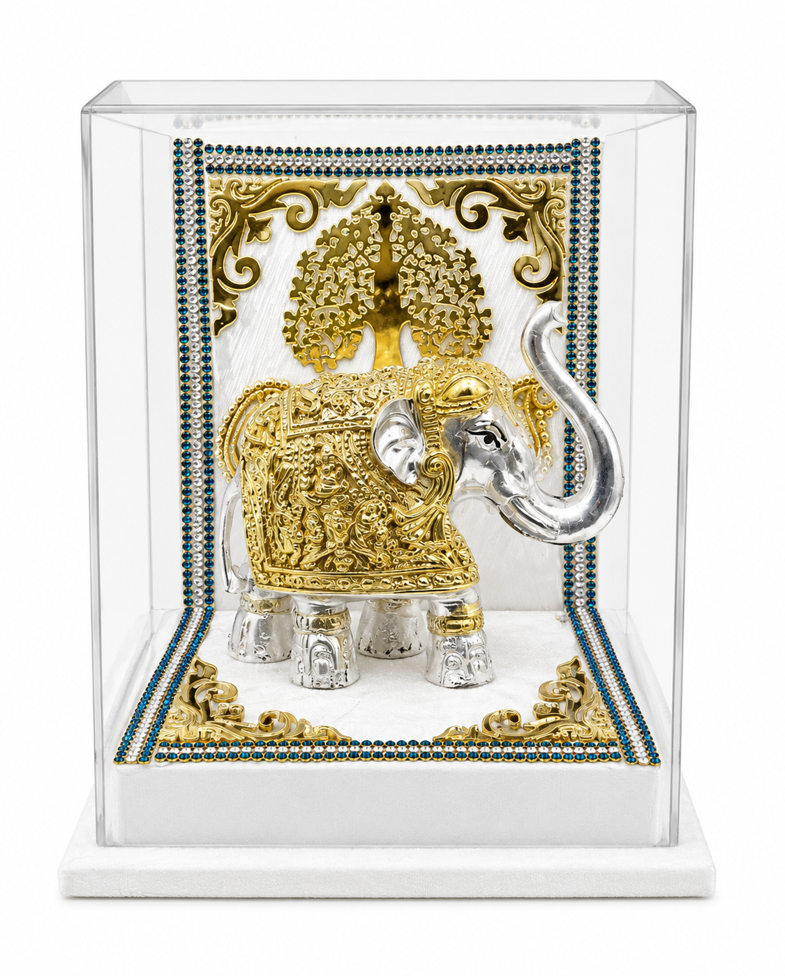 ChatGPT Image Jun 17, 2026, 02_40_41 PM Premium Silver & Gold Elephant Showpiece with Acrylic Display Case - Image 1