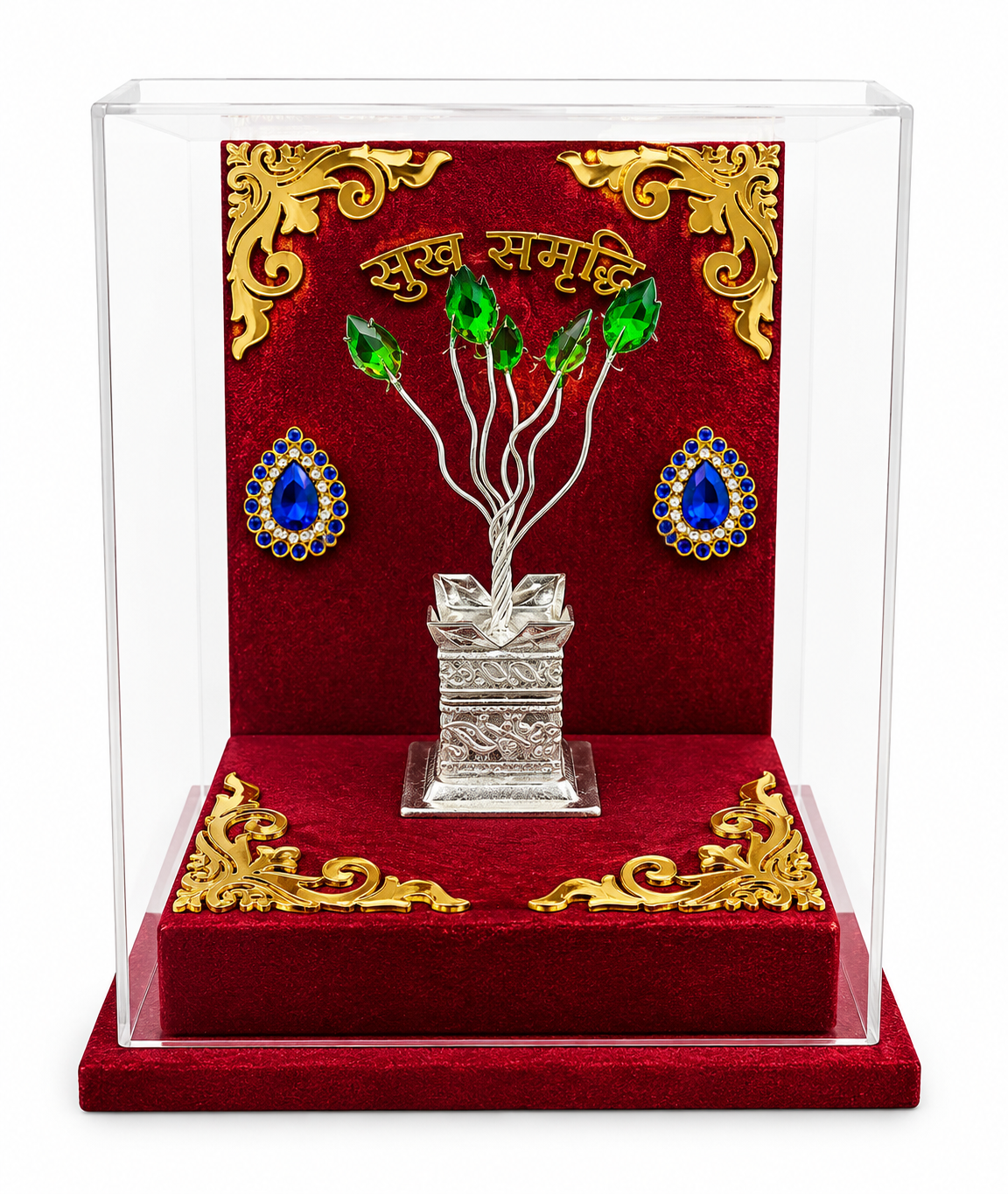 ChatGPT Image Jun 17, 2026, 02_42_28 PM Silver Tulsi Plant Showpiece with Acrylic Display Case – Auspicious Gift Article - Image 1