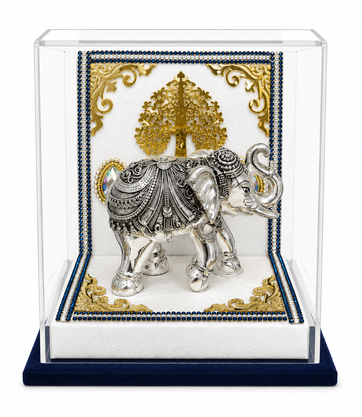 ChatGPT Image Jun 17, 2026, 02_46_22 PM Premium Silver Elephant Showpiece with Acrylic Display Case – Luxury Gift Article - Image 1