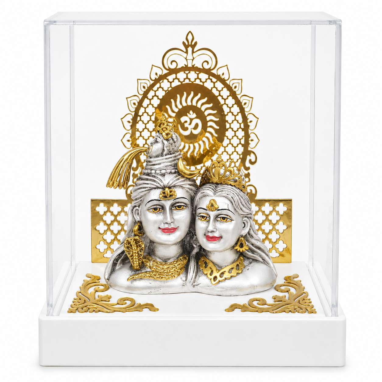 ChatGPT Image Jun 17, 2026, 03_41_24 PM Premium Shiv Parvati Silver Plated Idol with Acrylic Display Case - Image 1