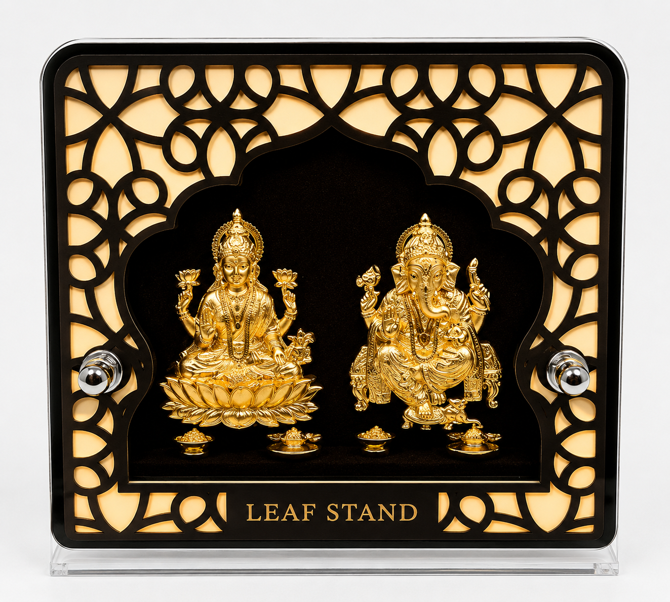 ChatGPT Image Jun 18, 2026, 07_17_01 PM Gold Leaf Lakshmi Ganesh Decorative Stand – Premium Spiritual Table Decor - Image 1