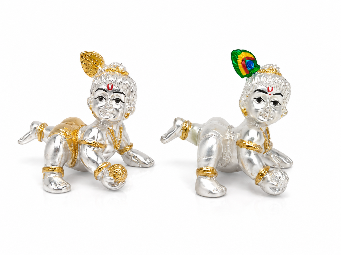 ChatGPT Image Jun 18, 2026, 07_25_21 PM Silver Baby Krishna Crawling Idol Set – Laddu Gopal Decorative Showpiece - Image 1