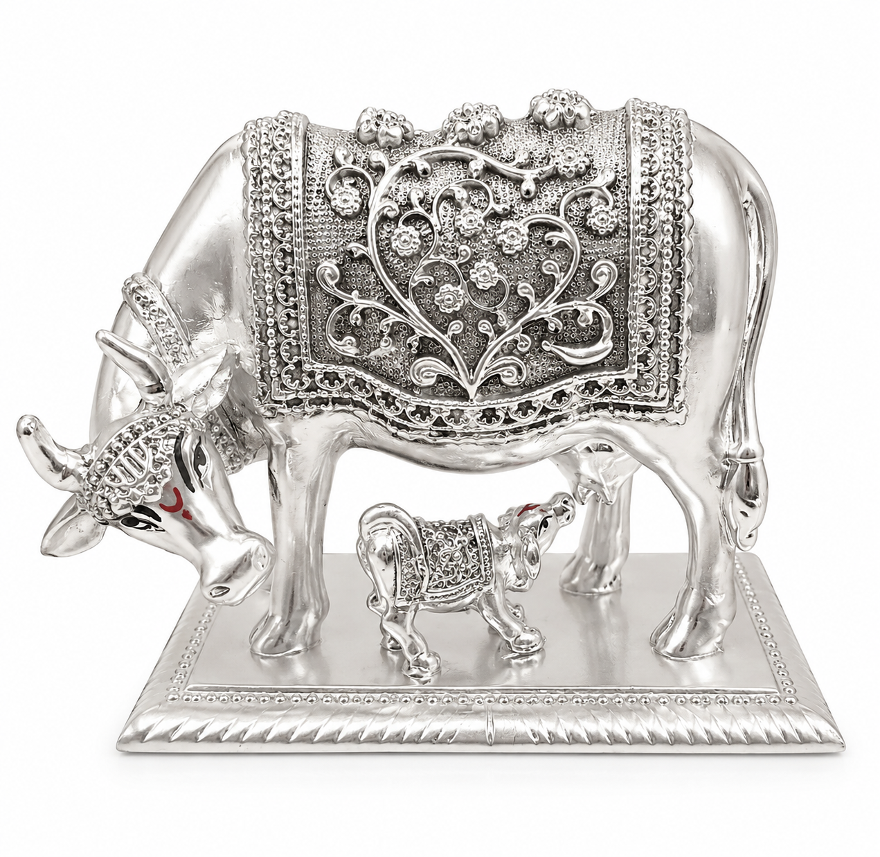 ChatGPT Image Jun 18, 2026, 07_29_28 PM 999 Silver Kamdhenu Cow & Calf Idol – Decorative Vastu & Spiritual Gift - Image 1