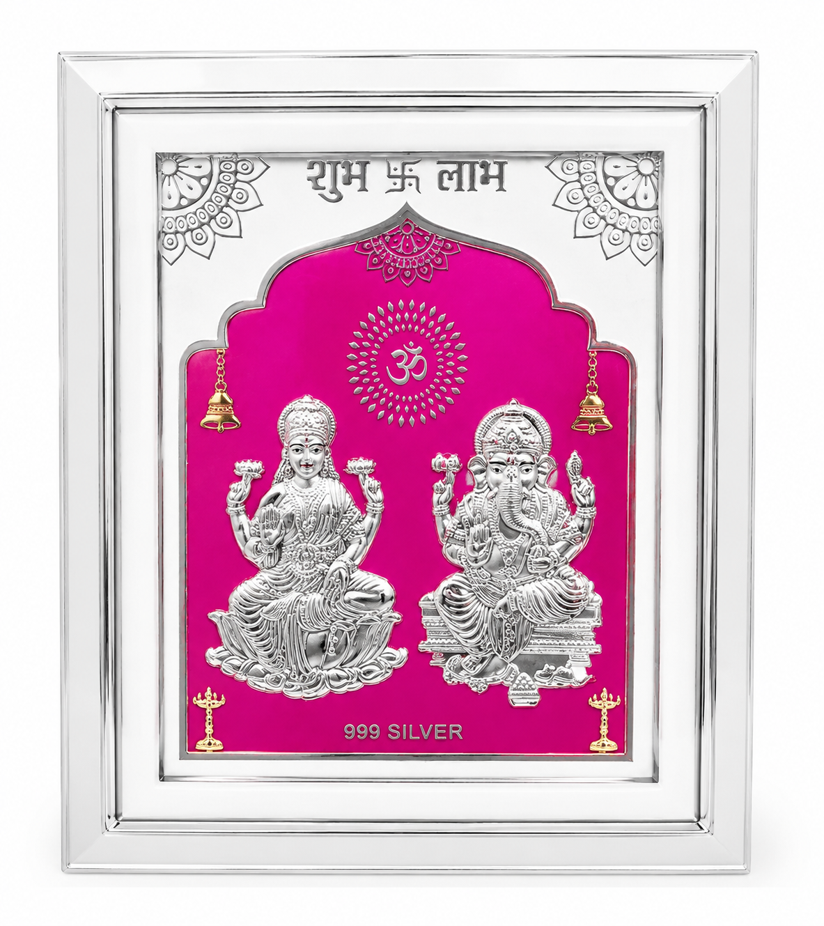 ChatGPT Image Jun 18, 2026, 07_55_04 PM 999 Silver Lakshmi Ganesh Frame – Premium Pink Decorative Religious Frame - Image 1