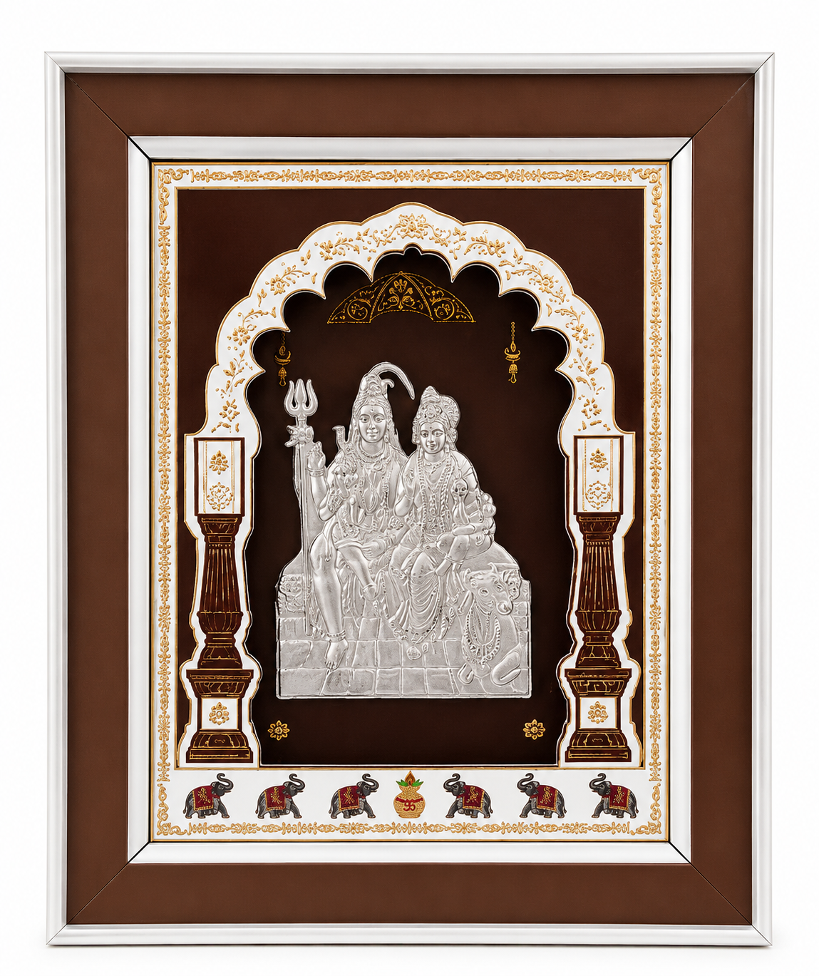 ChatGPT Image Jun 18, 2026, 07_57_29 PM 999 Silver Shiv Parivar Decorative Frame – Premium Brown Religious Wall Art - Image 1